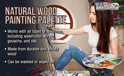 Whittlewud Wooden Paint Palette, Painting Palette, Artist Wood Paint Palette, 8 x 12 inches, Oval Shaped Wooden Non-Stick Oil Paint Palette 1 PCS.