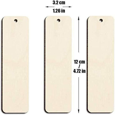 AmericanElm Pack of 48 Pieces Wood Tags with Holes for Crafts Wooden Rectangle Blank Unfinished Thin Gift Tags with String Hanging Gift. Christmas Ornaments Decoration