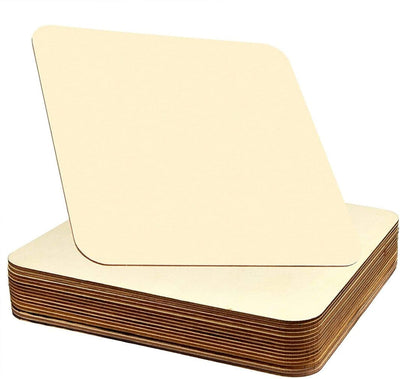 Haoser 20 Pieces 6 Inches Unfinished Wood Pieces Square Blank Round Corners Wooden Sheets for DIY Arts Craft Project