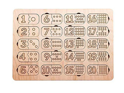 Whittlewud Number Match Educational Game, Numbers Learning toy Maths set 1-20, wooden Learning to Count