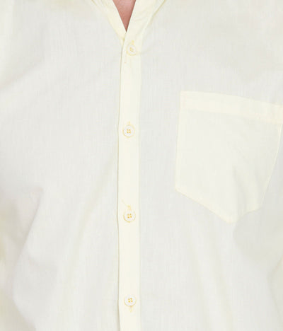 American-Elm Men's Lemon Yellow Cotton Regular Fit Shirt
