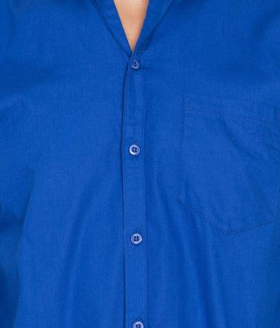 American-Elm Men's Royal Blue Cotton Solid Shirt