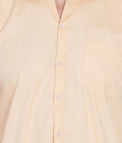 American-Elm Slim Fit Beige Cotton Full Sleeve Shirt For Men