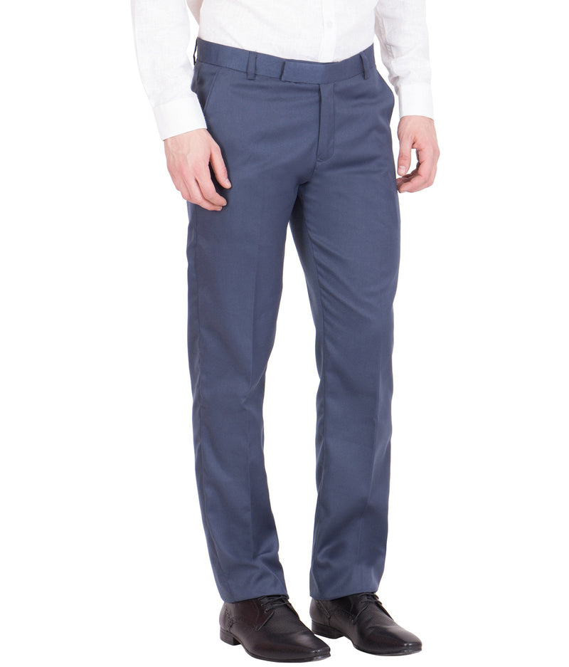 American-Elm American-Elm Blue Slim Fit Formal Trouser for Men, Cotton Formal Pants For Office Wear Hapuka Formal Trouser-Men