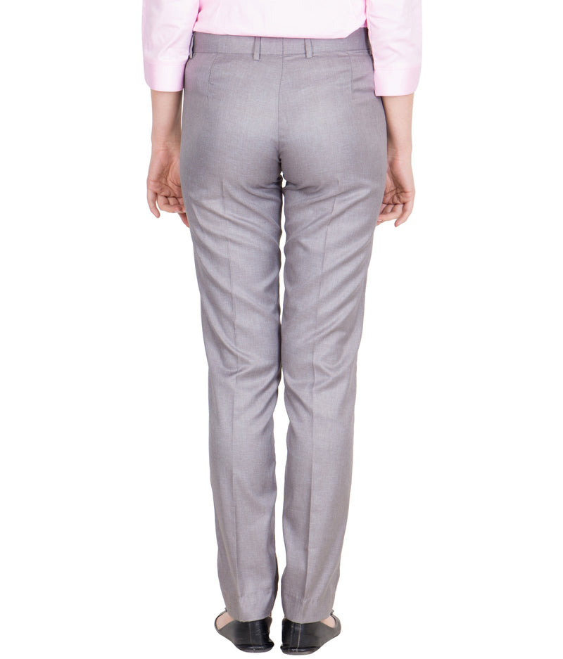 American-Elm American-Elm Cotton Slim Fit Stylish Grey Formal Trouser for Women Hapuka Formal Trouser-Women