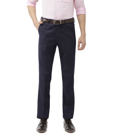 American-Elm American-Elm Mens Navy Blue Cotton Formal pant for men | Slim fit Mens Formal Trouser Hapuka Formal Trouser-Men