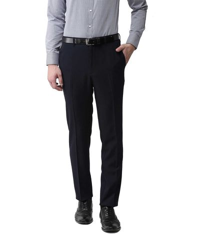 American-Elm American-Elm Navy Blue Slim Fit Formal Trouser for Men, Cotton Formal Pants For Office Wear Hapuka Formal Trouser-Men