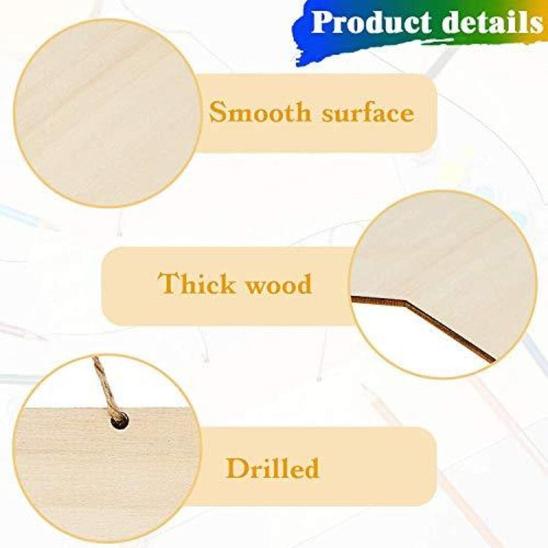AmericanElm Unfinished Hanging Wood Sign Blank Decorative Plaque, 2mm Thick Wooden Slices Banners with Ropes for Pyrography Painting Writing Home DIY Crafts Supplies (Wood color, 8 Pieces)