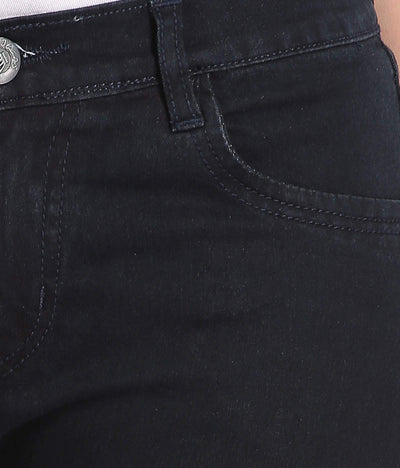 American-Elm Black Cotton Lycra Slim Fit Stretchable Stylish Silky Jean for Women