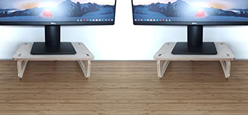 Whittlewud Pack of 2 Dual Monitor Stand Riser. Wooden Desk Organizer. Wood monitor riser. Screen Stand for Laptop or Computer. ( 35 x 24 x11 cm)
