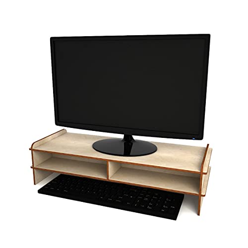 Whittlewud Set of 1 Wooden monitor stand Wood (20.9Inch x 7.9Inch x 5.3 inch) holder, stand, Wood laptop support.