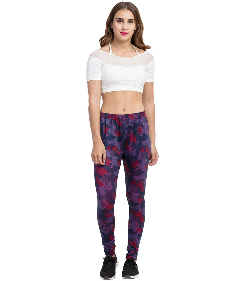 American-Elm Multicolour Stretchable Chudidar Printed Lycra Slim fit Leggings for Women and Girls
