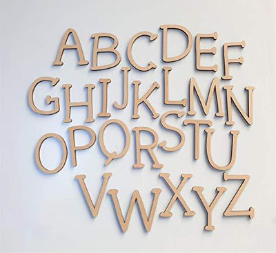 AmericanElm Plain Laser Cut Wooden English Upper Case Playful Font Alphabet / Letters Cutouts.