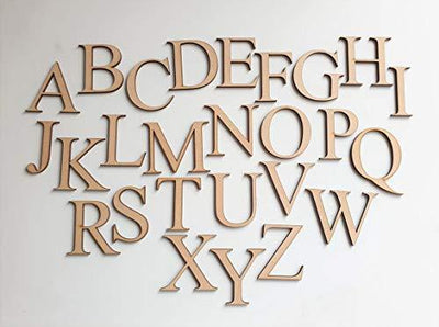 AmericanElm Plain Laser Cut Wooden English Upper Case Times New Roman A to Z Alphabet / Letters Cutouts.