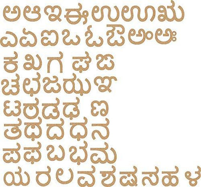 AmericanElm Plain Laser Cut Wooden Kannada Alphabets / Kannada Letters Cutouts.