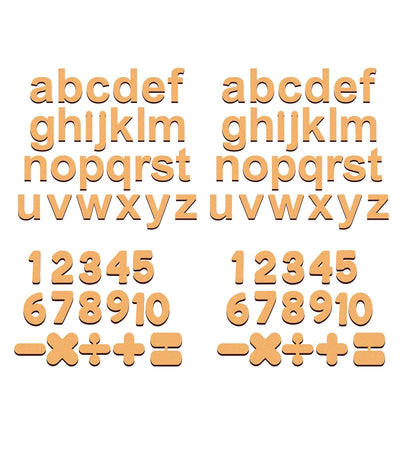 Cliths Cutout Wooden English Small Letters & 0-9 Numbers - Set of 2 (84 Pcs) English Lower Case Alphabets & Number Cutouts