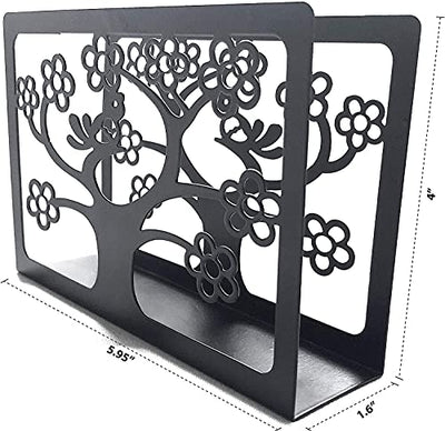 Whittlewud Napkin Holder, Tree & Bird Design Black Metal Tabletop Paper Napkin Holder Freestanding Tissue Dispenser for Kitchen.