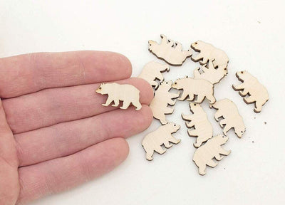 AmericanElm Pack of 10 Pcs Wooden Bear Cutouts Art and Craft Projects