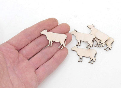 AmericanElm Pack of 10 Pcs Wooden Cow Cutouts Art and Craft Projects