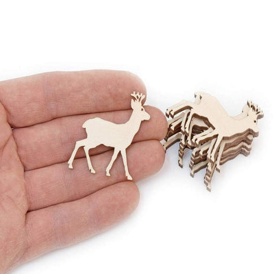 AmericanElm Pack of 10 Pcs Wooden Deer Cutouts Art and Craft Projects