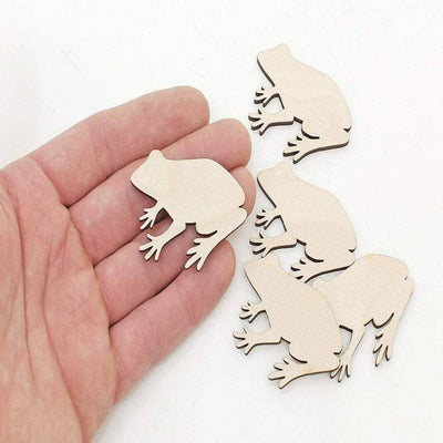 AmericanElm Pack of 10 Pcs Wooden Frog Cutouts Art and Craft Projects