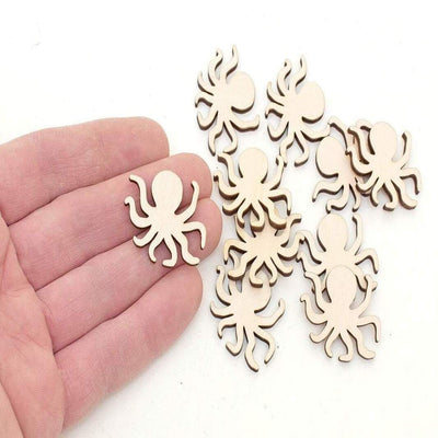 AmericanElm Pack of 10 Pcs Wooden Octopus Cutouts Art and Craft Projects