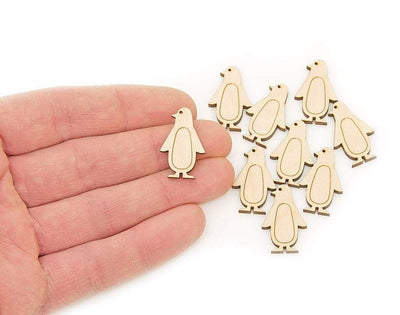 AmericanElm Pack of 10 Pcs Wooden Penguin Cutouts Art and Craft Projects