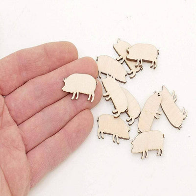 AmericanElm Pack of 10 Pcs Wooden Pig Cutouts Art and Craft Projects