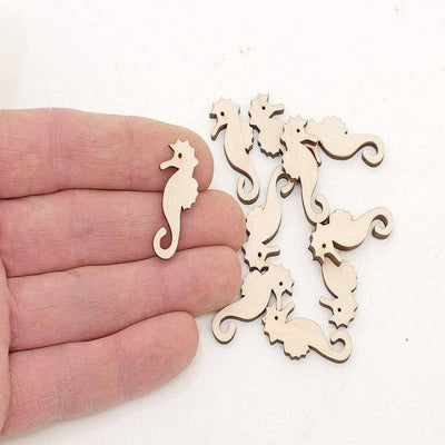 AmericanElm Pack of 10 Pcs Wooden Sea Horse Cutouts Art and Craft Projects