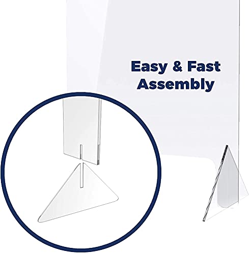 Whittlewud No Cutout Sneeze Guard for Counter and Desk, Freestanding Clear Acrylic Shield, plexiglass Shield Available Multiple Sizes & Thickness.