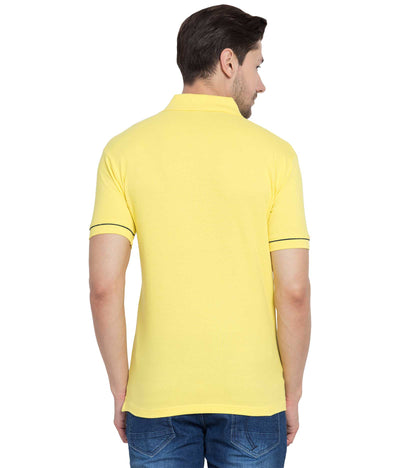American-Elm Cotton Stylish Regular Fit Golden Half Sleeve Polo Neck Tshirt for Men