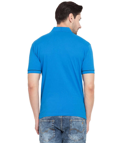 American-Elm Polo Tshirts for Men stylish Blue Half Sleeve Casual Cotton Royal Blue Polo Neck Tshirts