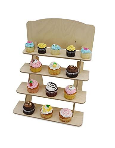 Whittlewud pack of 1 Cupcake 4 Tier Stand Table top Wooden Rack, Booth Display, Farmers Market.
