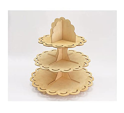 Whittlewud Pack of 1 Large Wooden 3 Tier Cupcake stand - Wedding Cupcake Stand - 5.9" Between tiers.