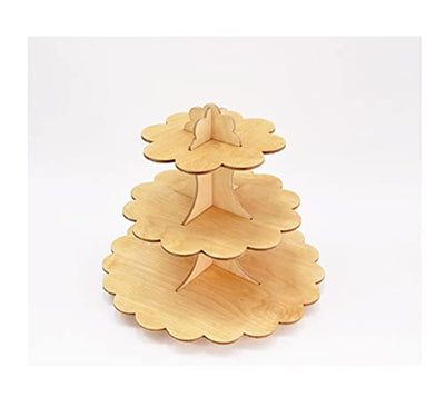 Whittlewud pack of 1 Wooden 3 Tier Cupcake stand - Cupcake Tower-Wedding Cupcake Stand-5" Between tiers.