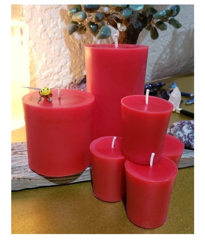American-Elm American-Elm 3 pcs Unscented 2x2 Inch Red Round Pillar Candle, Hand Poured Premium Wax Candles for Home Décor Hapuka Round Pillar Candles