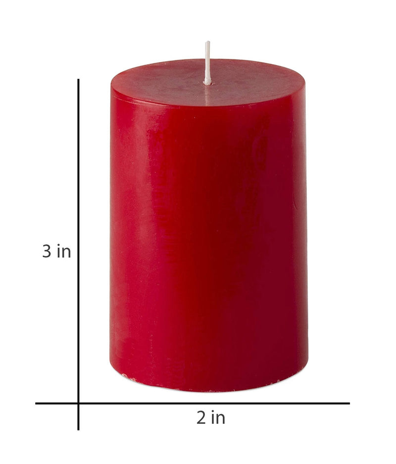 American-Elm American-Elm 3 pcs Unscented 2x3 Inch Red Round Pillar Candle, Hand Poured Premium Wax Candles for Home Decor Hapuka Round Pillar Candles