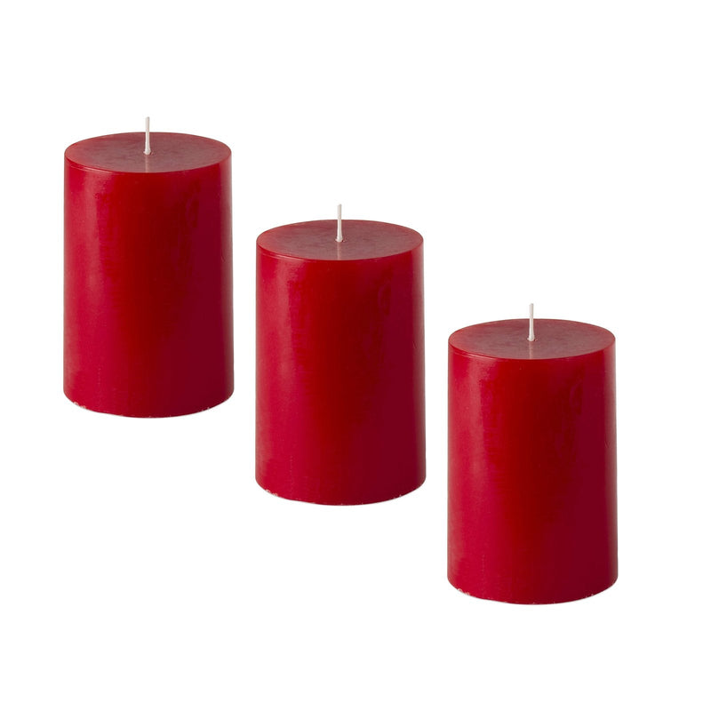 American-Elm American-Elm 3 pcs Unscented 2x3 Inch Red Round Pillar Candle, Hand Poured Premium Wax Candles for Home Decor Hapuka Round Pillar Candles