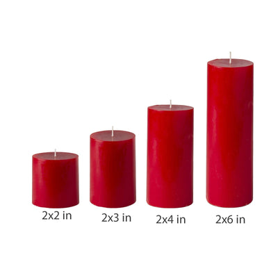 American-Elm American-Elm 3 pcs Unscented 2x4 Inch Red Round Pillar Candle, Hand Poured Premium Wax Candles for Home Décor Hapuka Round Pillar Candles