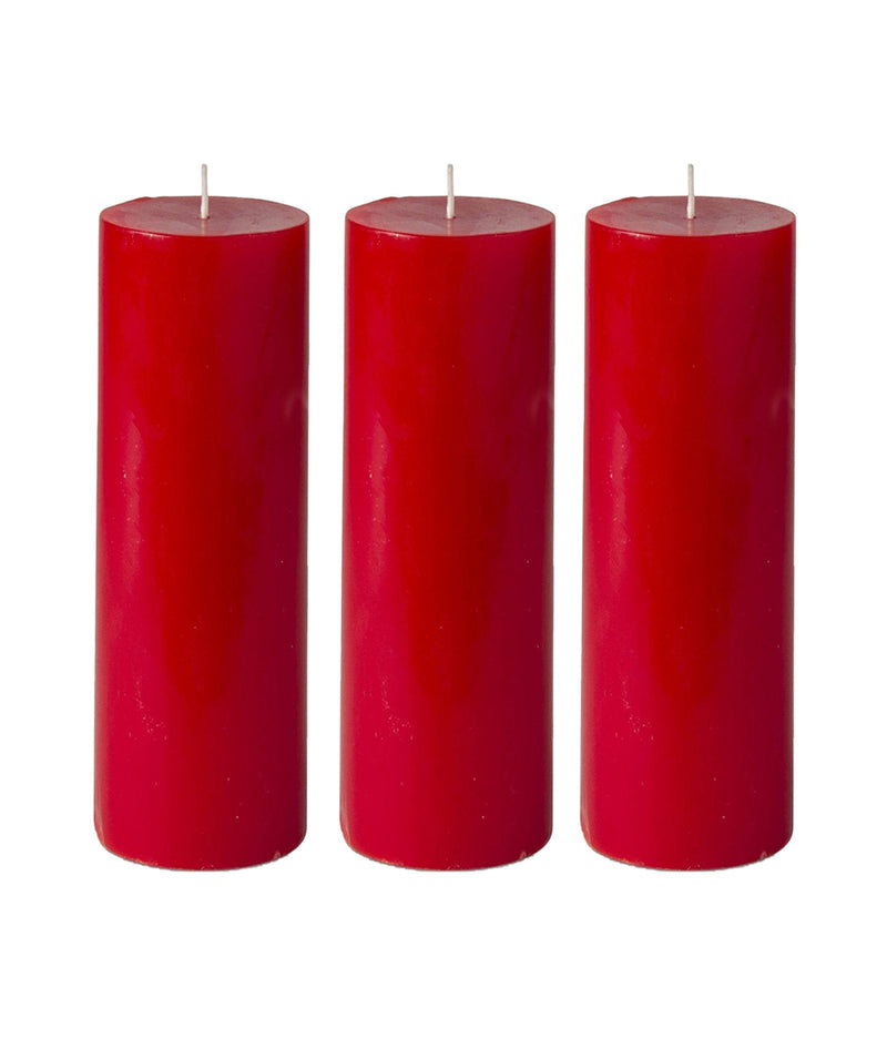 American-Elm American-Elm 3 pcs Unscented 2x6 Inch Red Round Pillar Candle, Hand Poured Premium Wax Candles for Home Décor Hapuka Round Pillar Candles