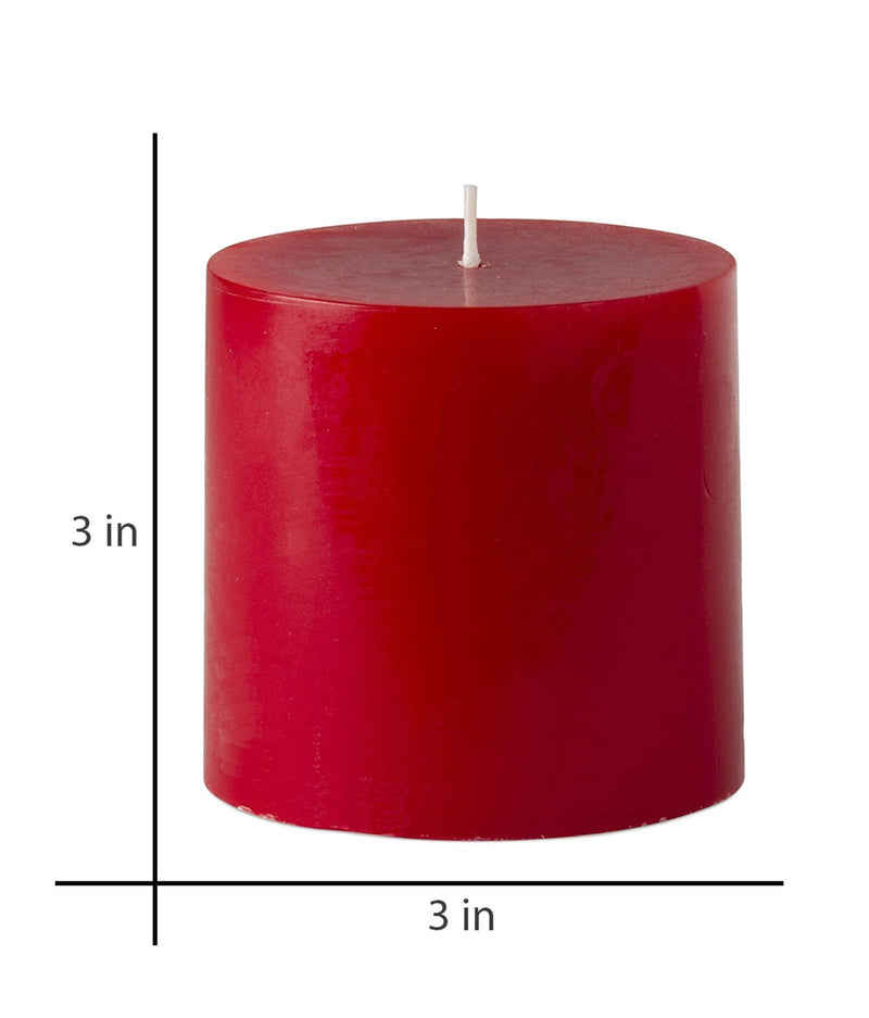 American-Elm American-Elm 3 pcs Unscented 3x3 Inch Red Round Pillar Candle, Premium Wax Candles for Home Decor Hapuka Round Pillar Candles