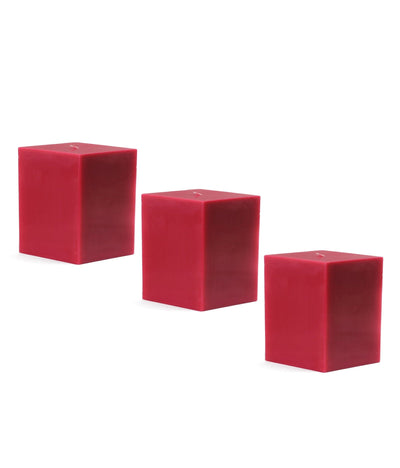 American-Elm American-Elm 3 pcs Unscented 2x2x2 Inch Red Square Pillar Candle, Hand Poured Premium Wax Candles for Home Decor Hapuka Square Pillar Candles