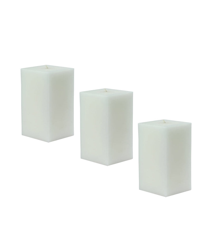 American-Elm American-Elm 3 pcs Unscented 3x3x4 Inch White Square Pillar Candle, Premium Wax Candles for Home Decor Hapuka Square Pillar Candles