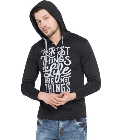 American-Elm Black Hoodies for Mens Stylish Full Sleeves Hood Tshirt for Men