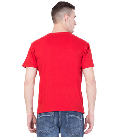 American-Elm American-Elm Men's Red Cotton Golden King Printed Slim Fit T-Shirt Hapuka T Shirt-Men