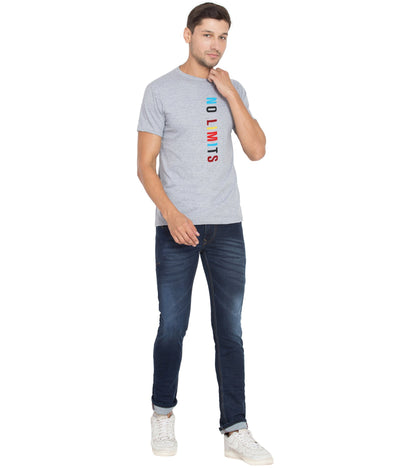 American-Elm American-Elm Men's Slim Fit Half Sleeves Light Grey Stylish Cotton Printed T-Shirt Hapuka T Shirt-Men