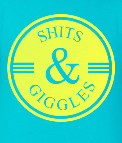 American-Elm Men's Turquoise Cotton Slim Fit Half Sleeve "Shits & Giggles" Printed T-Shirt
