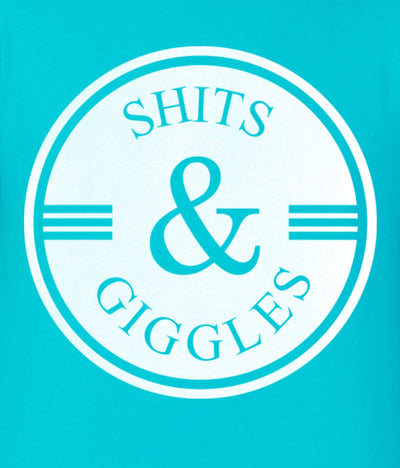 American-Elm Men's Turquoise Cotton White Shits and Giggles Printed T-Shirt