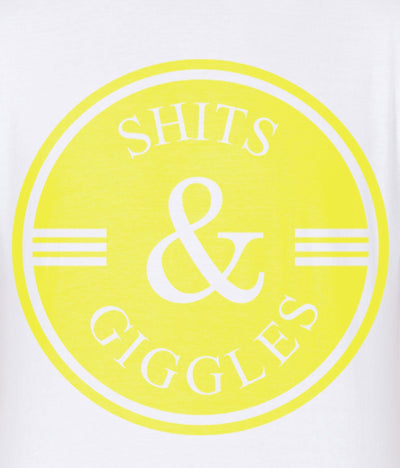 American-Elm Men's Yellow Colour Shit & Giggles Printed Cotton Round Neck T-Shirt