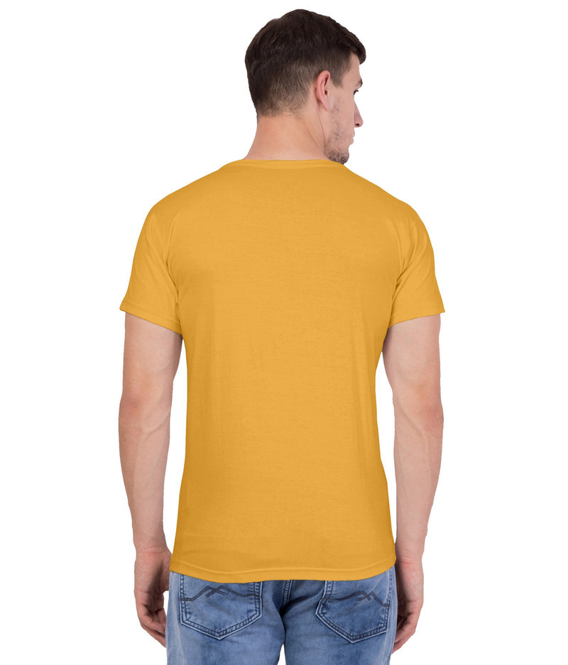 American-Elm American-Elm Men Slim Fit Yellow Cottton Stylish Printed T-Shirt Hapuka T Shirt-Men